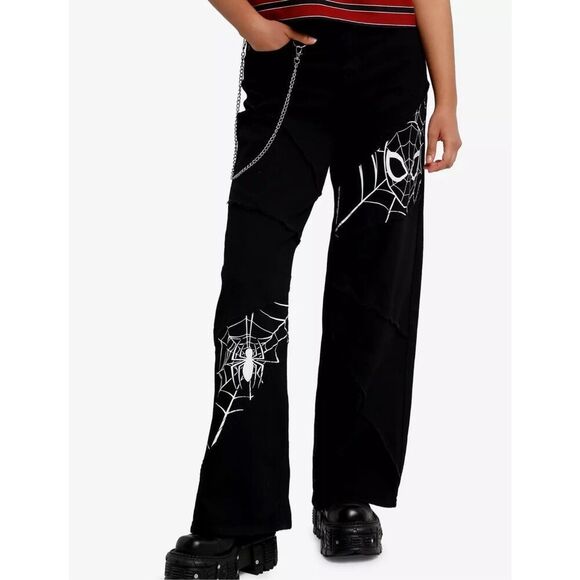 Her Universe Marvel Spider-Man Side Chain Wide Leg Pants Nwt Size 1 26 x 32” - Picture 1 of 9